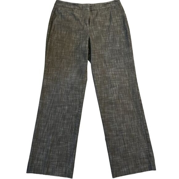 Dark khaki green and white heathered straight leg trousers - Picture 1 of 5